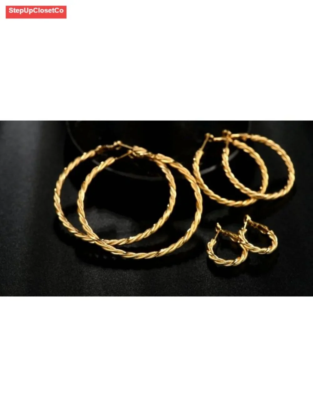 18K Gold Plated Twisted Rope Hoop Earrings for Women, Hypoallergenic Sterling